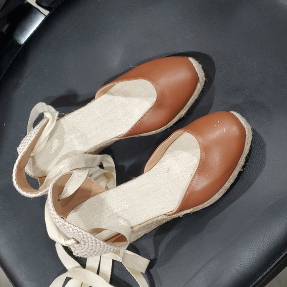 Soludos Espadrille Wedge w/ Brown Leather 5 - Picture 1 of 6